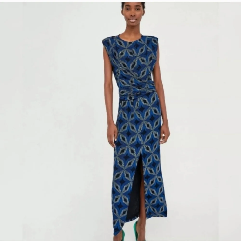 Zara collection blue shimmer maxi dress  Size Large